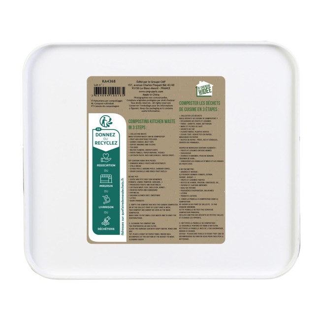 Poubelle de compostage inox 5 L avec filtre | Irisia Maison