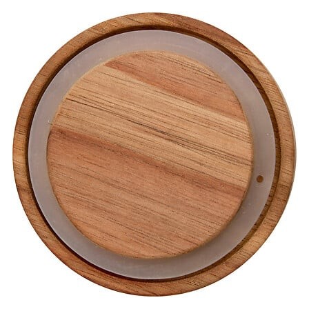 Bocal en verre 1,3 L avec couvercle en acacia | Irisia Maison