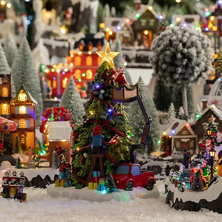 Village de Noël Père Noël nacelle 23 LED 39 cm | Irisia Maison