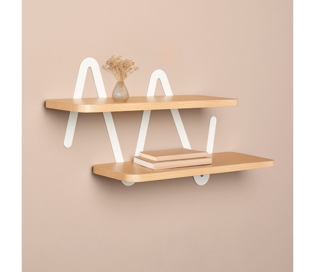 Étagère murale métal et MDF Zaza marron et blanc Étagère murale métal et MDF Zaza marron et blanc