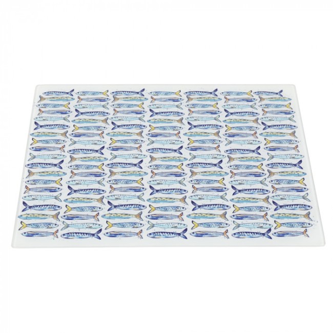 Planche à découper en verre Sardines 40 × 30 cm | Irisia Maison
