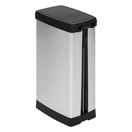 Poubelle à pédale slim 40 L plastique effet métal Poubelle à pédale slim 40 L plastique effet métal