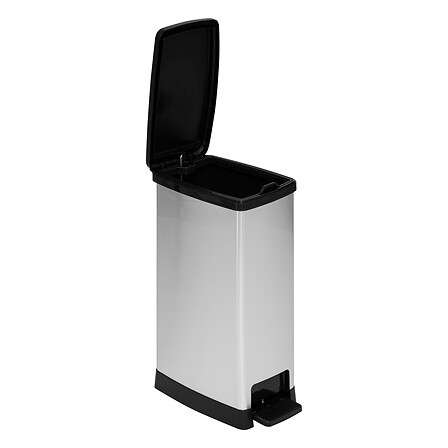 Poubelle à pédale slim 40 L plastique effet métal Poubelle à pédale slim 40 L plastique effet métal