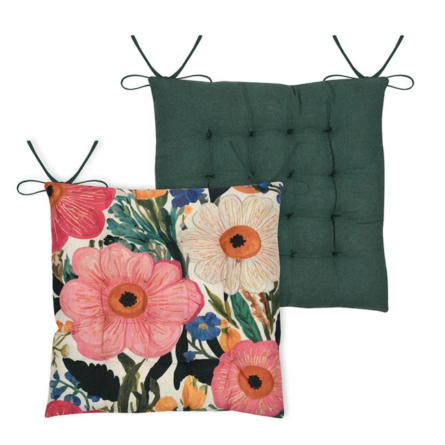 Galette de chaise multicolore 38x38 cm coussin confortable avec attaches