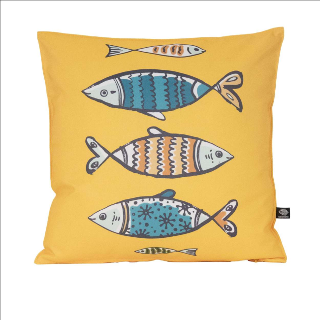 Coussin extérieur fish club Sud Étoffe – coussin exotique anti-UV Coussin extérieur fish club Sud Étoffe – coussin exotique anti-UV