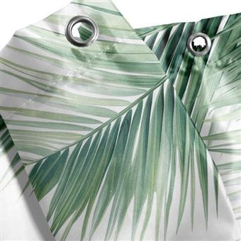 Rideau de douche blanc motif feuilles 180 × 200 cm | Irisia Maison
