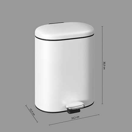 Poubelle Softclose à Pédale 6 L Blanche | Irisia Maison