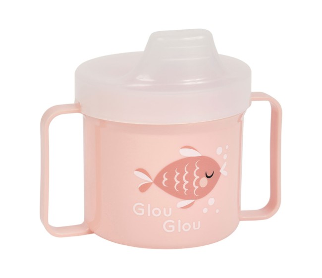 tasse a bec bebe rose plastique anti fuite apprentissage boire seul