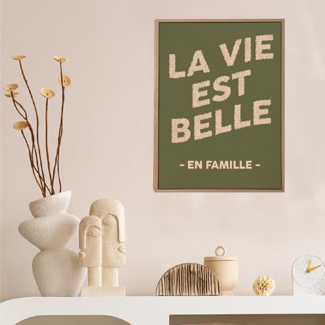 Toile Tuftée La Vie est Belle en Famille | Irisia Maison