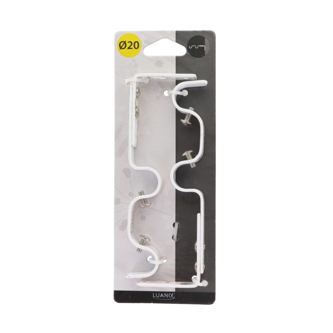 Lot de 2 supports doubles pour tringle à rideaux blanc et or