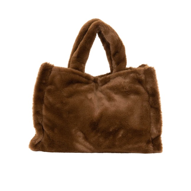 sac cabas marron fausse fourrure 38x30 cm effet doudou sac cabas marron fausse fourrure 38x30 cm effet doudou