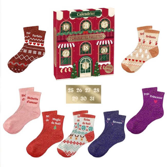 Calendrier de l’Avent chaussettes paillettes | Irisia Maison