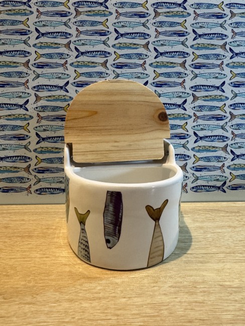 Pot à sel en céramique Peixe 420 ml avec couvercle | Irisia Maison