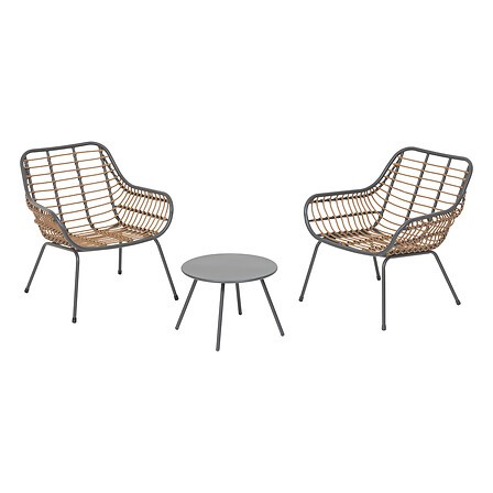 Salon de jardin duo PAOPAO gris graphite 2 places acier extérieur