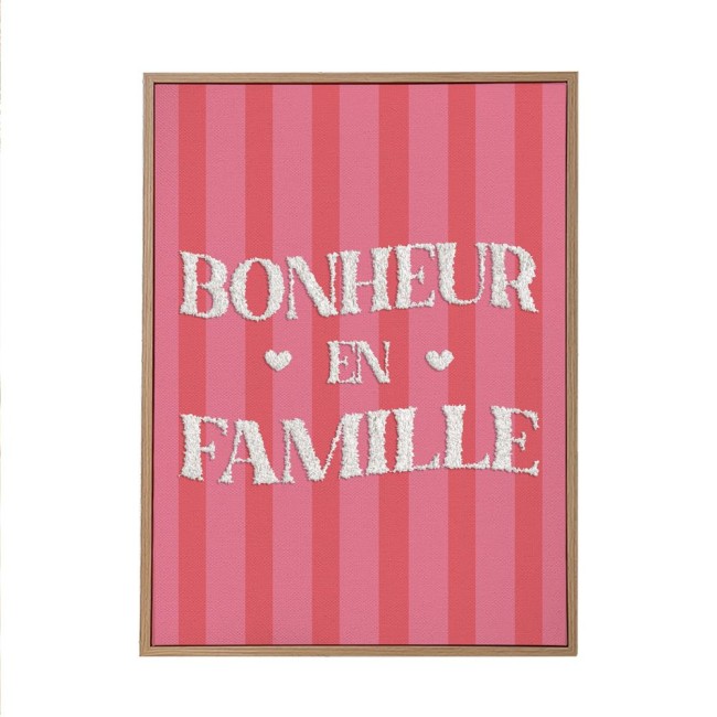 toile tuftée Bonheur en famille 30x40 cm rose toile tuftée Bonheur en famille 30x40 cm rose