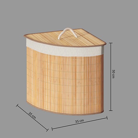 Panière à linge bambou 48 L d’angle – panier rangement linge