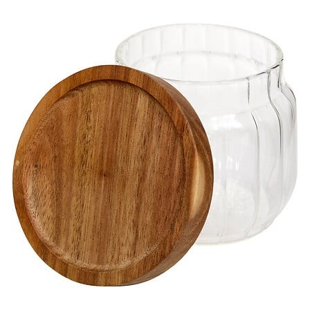 Bocal en verre 300 ml avec couvercle en acacia | Irisia Maison