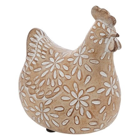 Poule déco en résine beige 20 cm figurine décoration intérieur