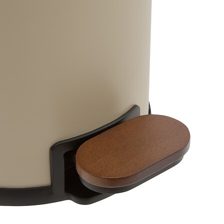 Poubelle 5 L bambou métal beige à pédale