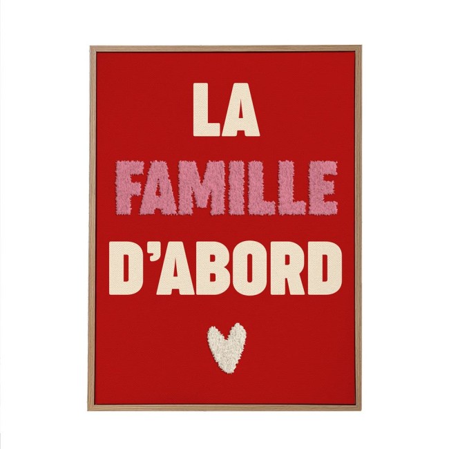 toile tuftée La Famille d'abord 30x40 cm rouge toile tuftée La Famille d'abord 30x40 cm rouge