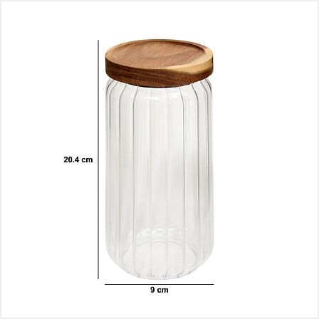 Bocal en verre 1 L avec couvercle en acacia | Irisia Maison Bocal en verre 1 L avec couvercle en acacia | Irisia Maison