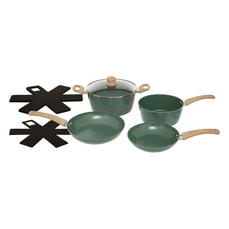 Batterie de cuisine 7 pièces aluminium forgé vert