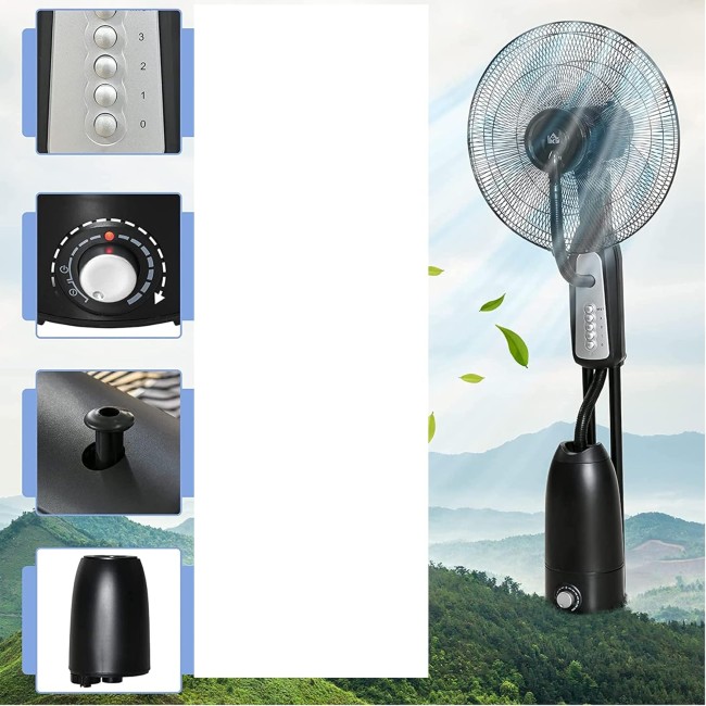 Ventilateur brumisateur 40 cm 90W – ventilateur sur pied Ventilateur sur pied avec brumisateur 40 cm 90W