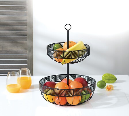 Corbeille à fruits 2 étages en acier | Irisia Maison 