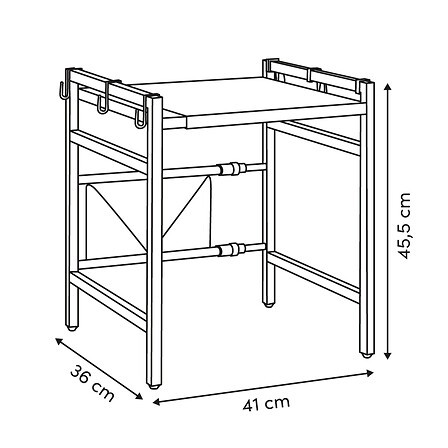 Étagère extensible micro-ondes noire 45,5 cm – support rangement cuisine