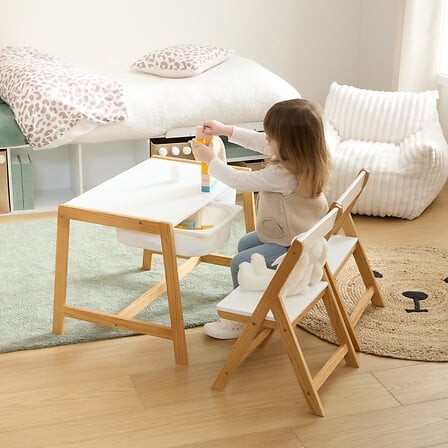 bureau enfant Bako avec 2 chaises blanc