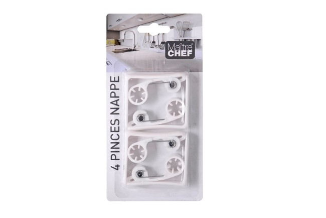 Lot 4 pinces à nappe blanches fixation nappe table