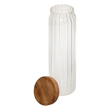 Bocal en verre 1,3 L avec couvercle en acacia | Irisia Maison
