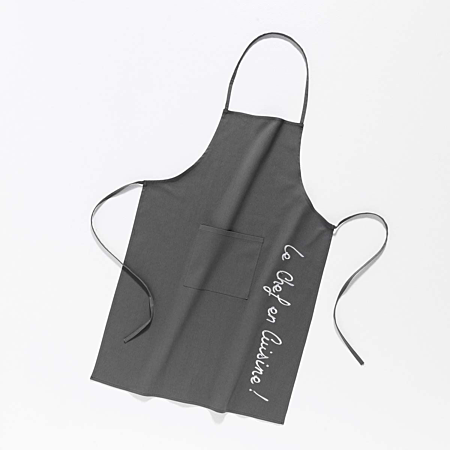Tablier de cuisine gris 100 % coton avec poche 84 cm | Irisia Maison Tablier de cuisine gris 100 % coton avec poche 84 cm | Irisia Maison
