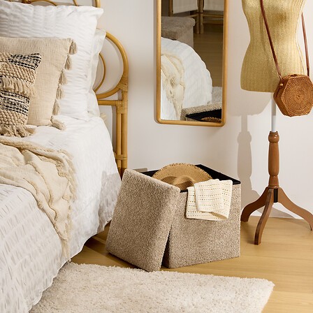 pouf pliant Soana taupe 38 cm assise d'appoint