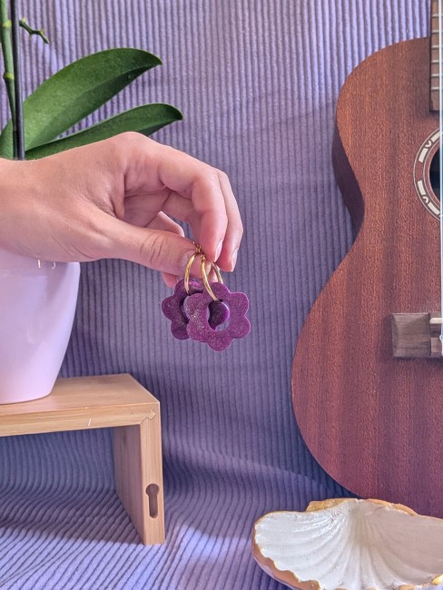 BOUCLES FLEUR ROSE