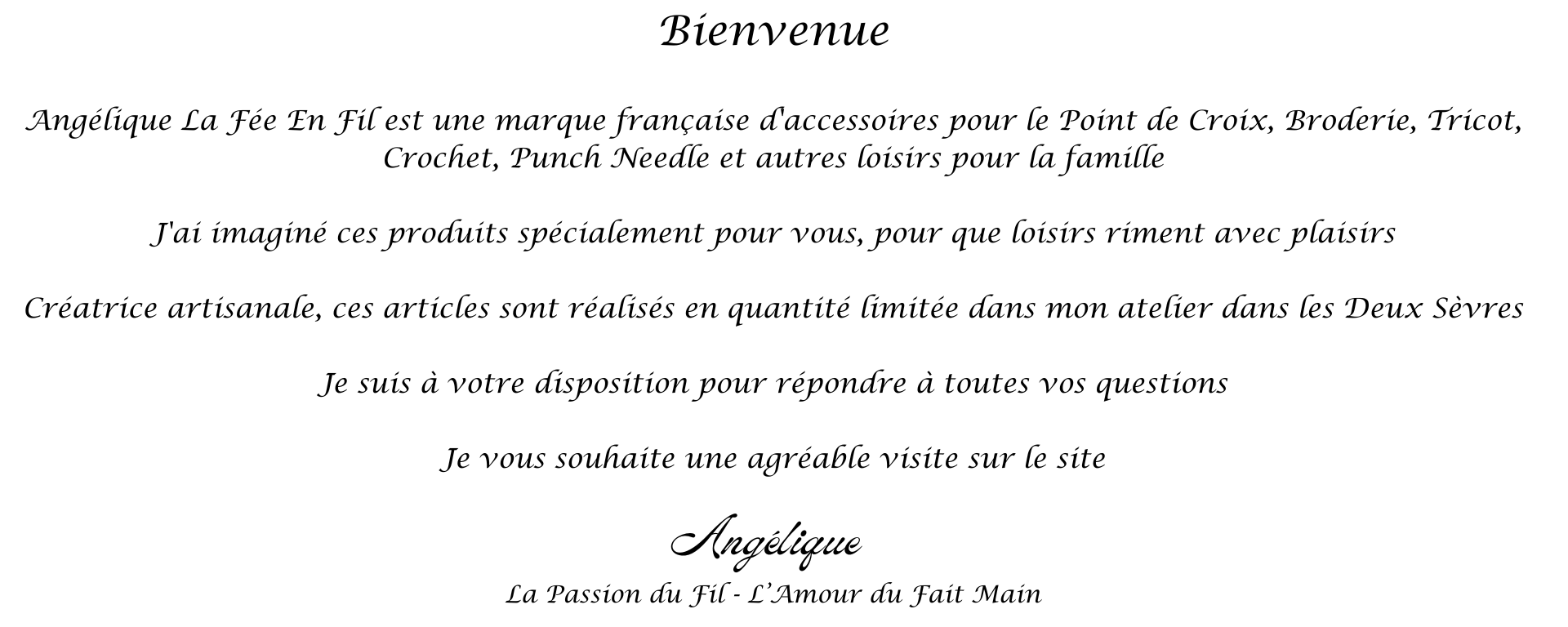 bienvenue chez Angélique La Fée En Fil