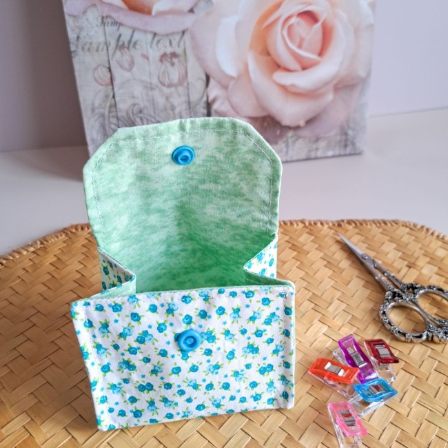 pochon couture fleur bleu myosostis