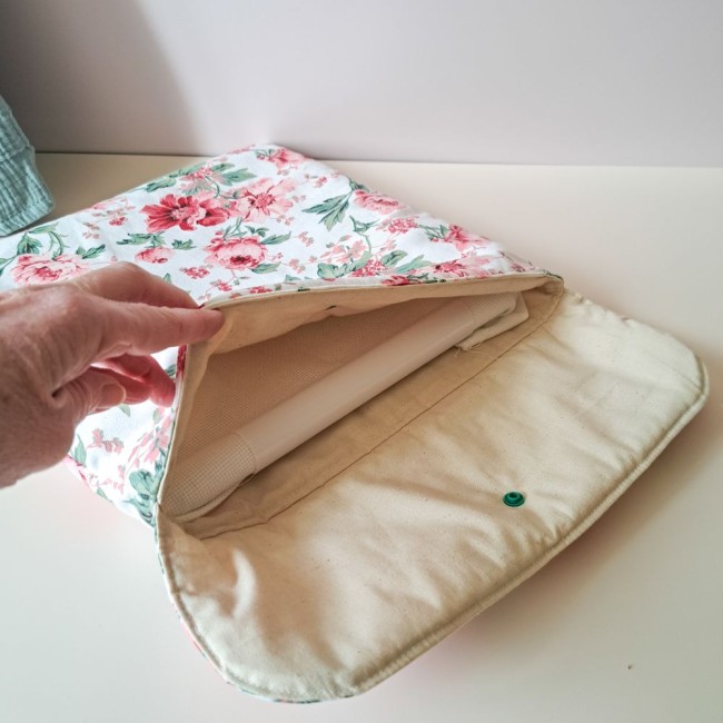 pochette rangement q-snap point de croix fleur rose