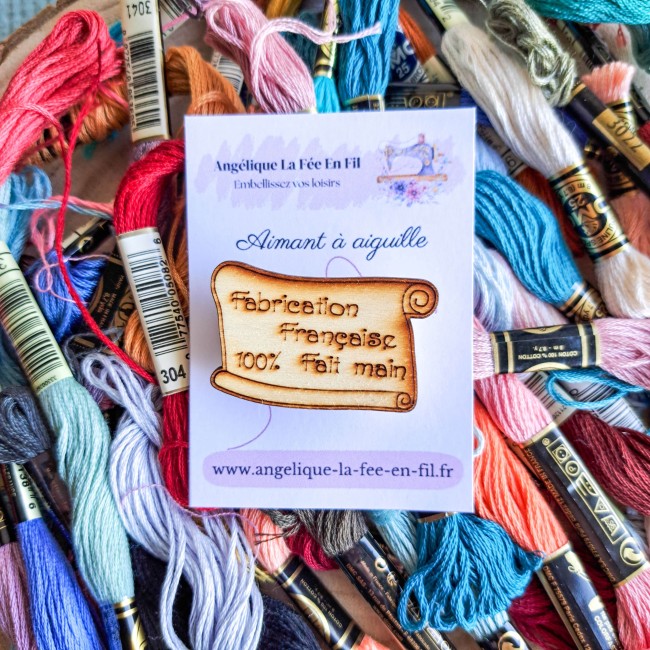 porte aiguille aimanté en bois pour broderie