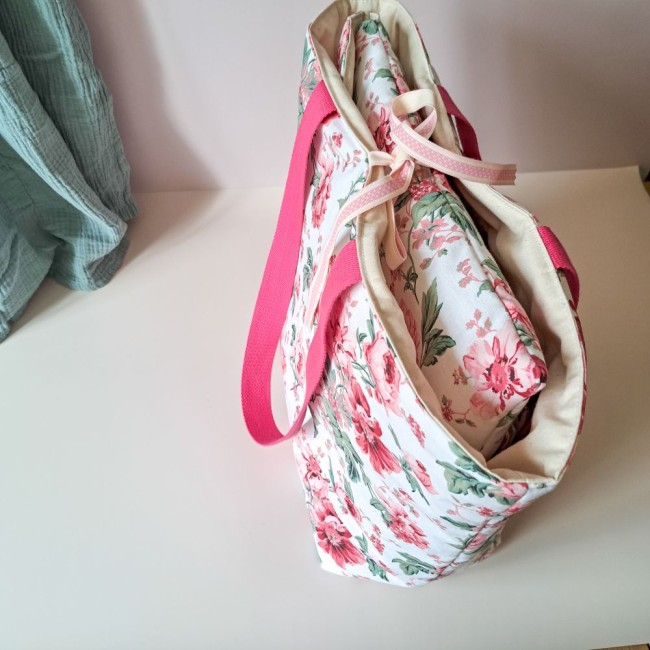 sac cabas fermé fleur rose sofia