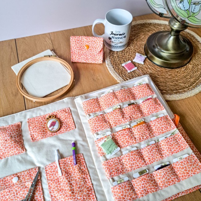 organisateur de point de croix pour cartonnettes de fil, crayons, aimant à aiguille