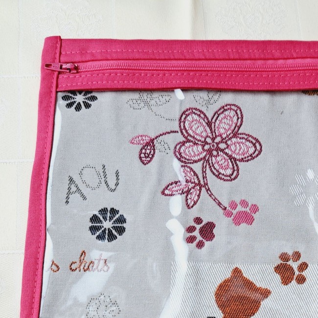 pochette à projet chat point de croix fermeture éclair