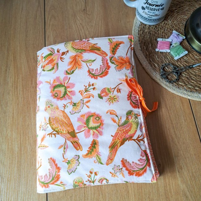 organisateur de point de croix en coton imprimé oiseaux