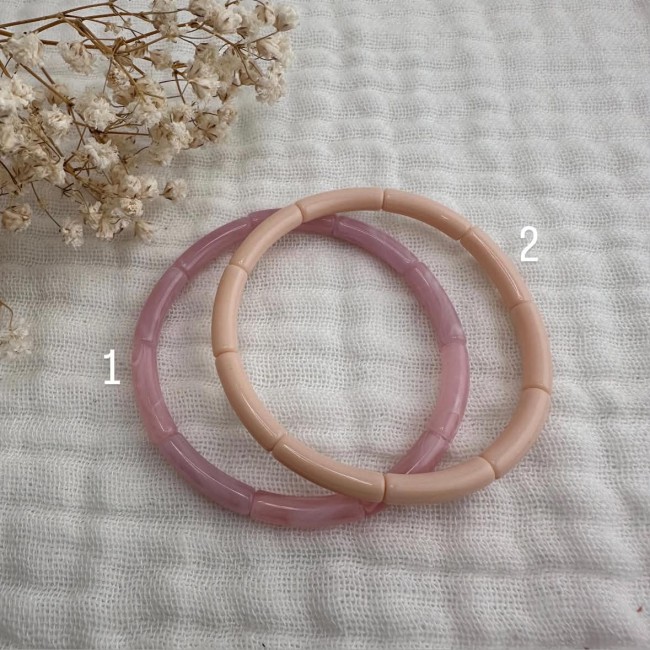 Deux bracelets élastiques Anatole rose poudré et beige – DEBA CREATION