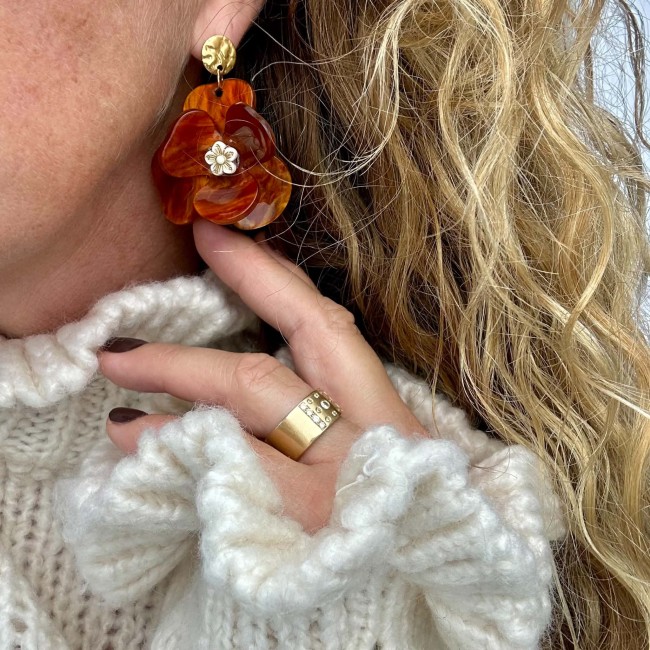 Boucles d’oreilles fleurs caramel, Lola