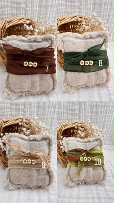 Bracelets bohèmes Annick en soie marron, beige, vert et kaki