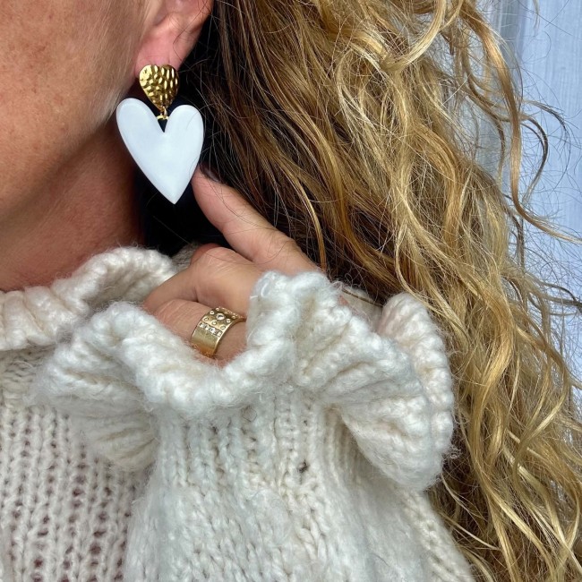 Boucles d’oreilles coeur Valentine, blanc