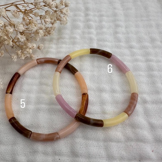 Deux bracelets élastiques Anatole aux tons rose poudré, beige et brun – DEBA CREATION