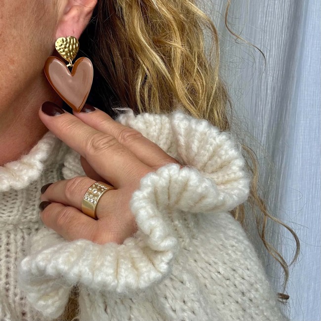 Boucles d’oreilles coeur Valentine, marron