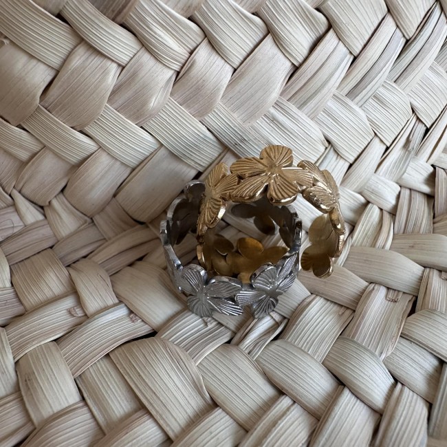 bijou bague marguerite femme style élégant floral acier inoxydable Bordeaux